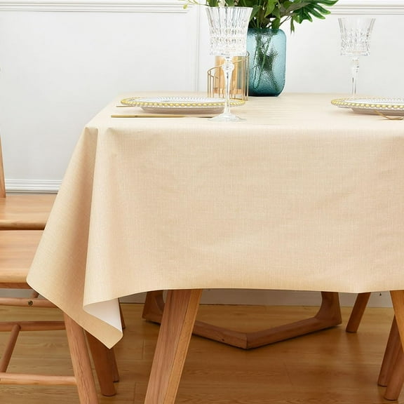 Wipeable Waterproof Tablecloth for Rectangle Table Heavy Duty Vinyl Tablecloths Outdoor PVC Table Cover for Picnic(A-Gray, 60'''' x 108'''')