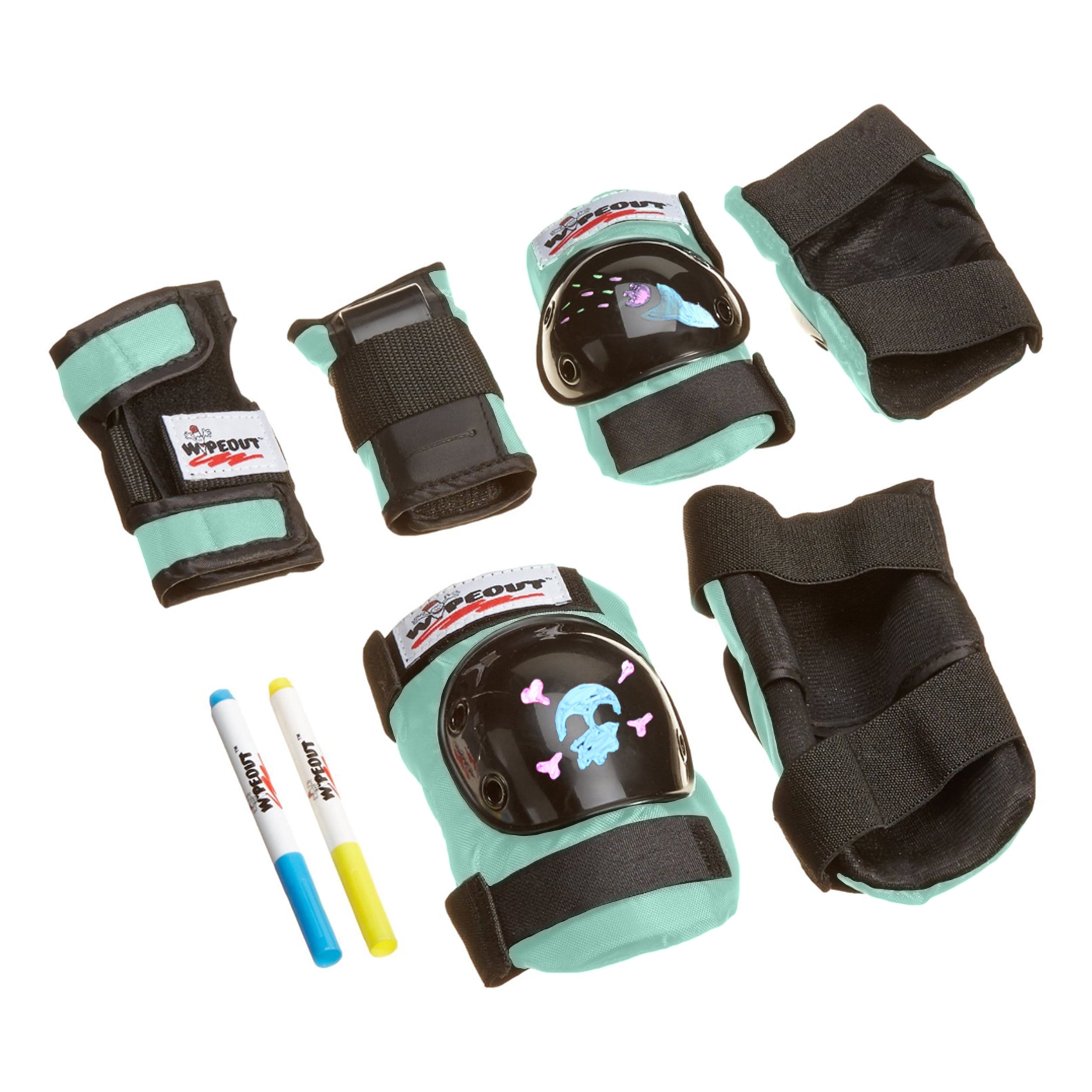 Wipeout Dry Erase 3PK Teal Knee Pads and Elbow Pads for Kids