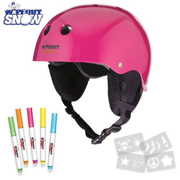 Wipeout Dry Erase Kids Helmet for Skiing and Snowboarding, Neon Pink