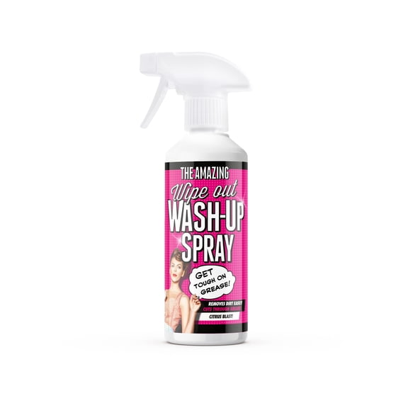 Wipeout - Wash-Up Spray Degreaser | Powerful Grease Remover | For Washing Dishes and Cleaning Kitchen Surfaces | Citrus Blast 500ml Clear