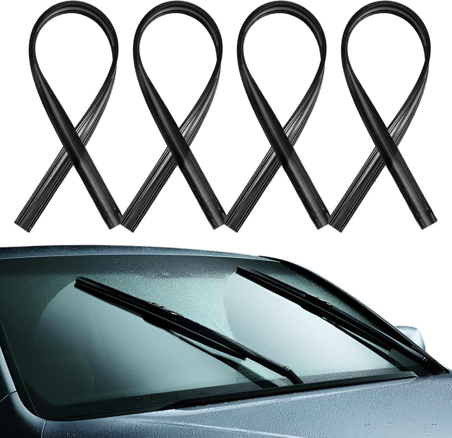 Wiper Blade Refills 4Pcs Car Windscreen Wipers Rubber Durable Silicone ...