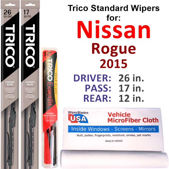 2015 Nissan Rogue Wiper Blades (Set of 3) w/Rear Wiper