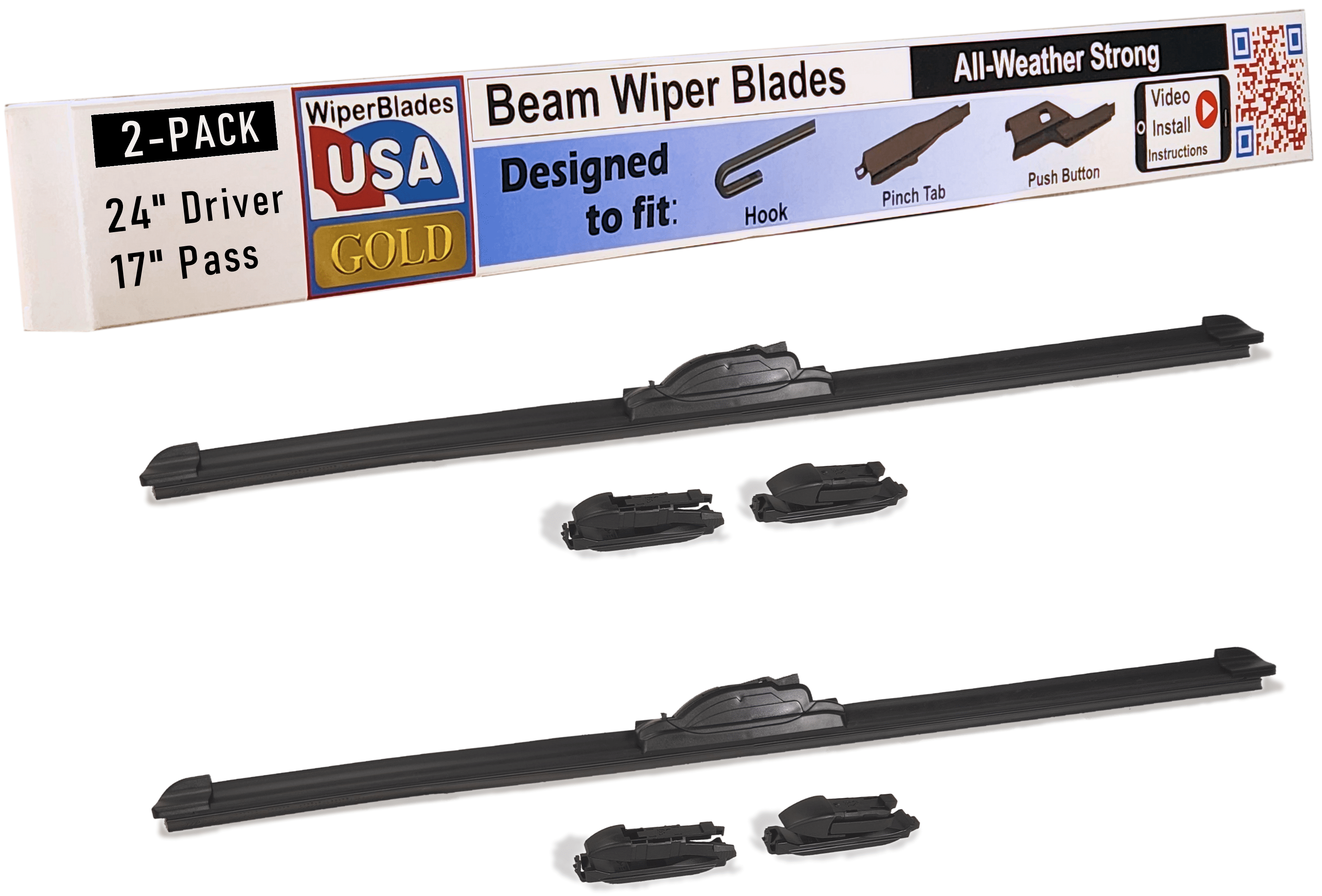 WiperBladesUSA Gold 24" & 17" (Pack of 2) Wiper Blades High Performance