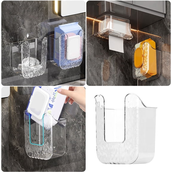Wipes Box Wall Mounted Tissue Box Perforation Face Towel Storage Box Toilet Toilet Bathroom Kitchen Paper Dispenser Box 11.5 cm8.3 cm15.5 cm Clear