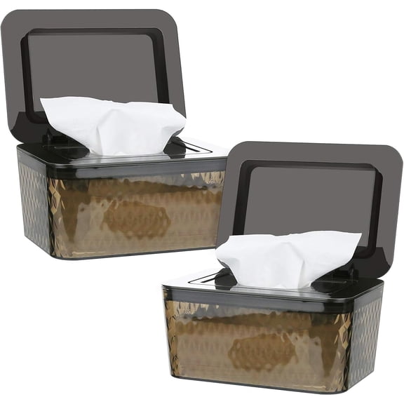 Wipes Dispenser, Baby Wipes Holder, Refillable Case, Visible and One-Handed Operation, Keep Wipes Fresh and Clean (2 Pack Brown)