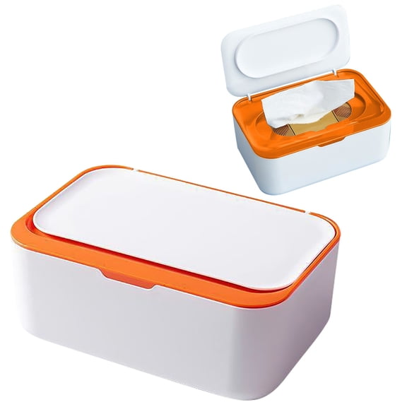 Wipes Dispenser & Holder for Baby & Adult - Refillable Wipe Container with Fresh-Lock Lid - One-Handed Operation, Non-Slip Design, Easy Open/Close Pouch Case - Orange