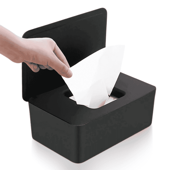 Somnr Wipes Dispenser, Portable Baby Wipes Holders Tissue Storage Box with Lid, Reusable Wipes Container Dustproof Tissues Wipes Case to Keep Wipe Fresh (Black)