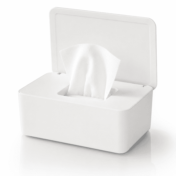 Wipes Dispenser,Refillable Baby Wipes Container with Sealing Design Lid,Wet Wipes Storage Box,Keeps Wipes Fresh,One-Handed Operation,Non-Slip,Wet Tissue Box(White)