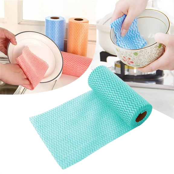 Wipes Household Absorbent Non Woven Disposable Cleaning Cloth for Kitchen Wet and Dry Use Hairless Water Absorption Dish Cloth for Efficient Home Cleaning and Dry Wipe,7.48 inch,Green