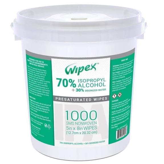 Wipex 70% Isopropyl Alcohol Wipes, 5" x 8", Bucket Of 1,000