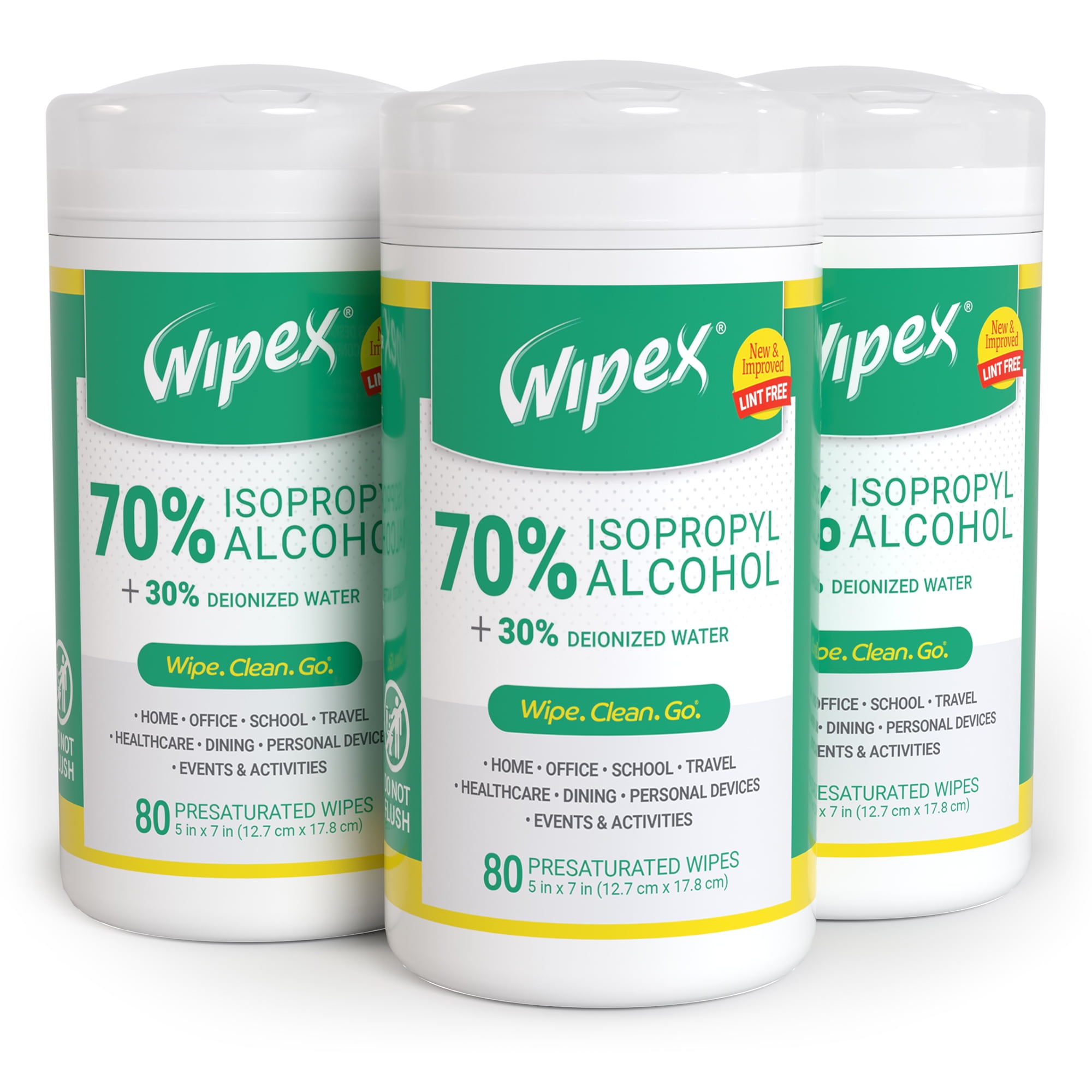 Wipex 70% Isopropyl Alcohol Wipes, Antibacterial Bulk Cleaning, 80ct