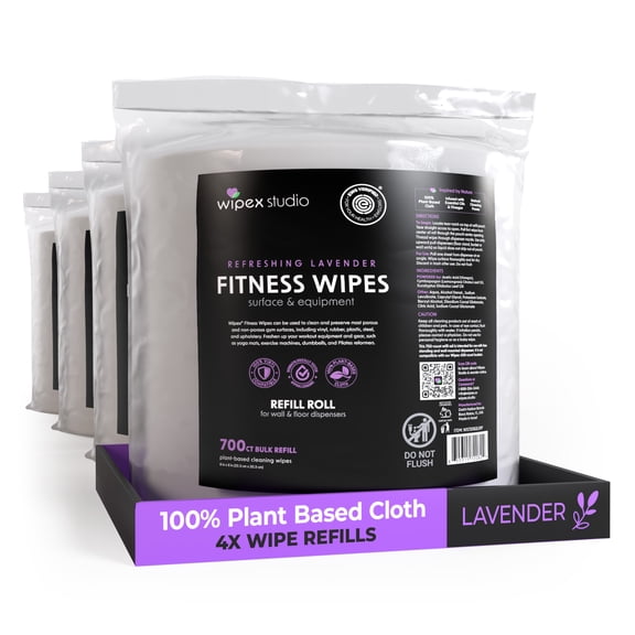 Wipex 700ct Lavender Plant-Based Gym Wipes Bulk Refill Roll, 4pk Case