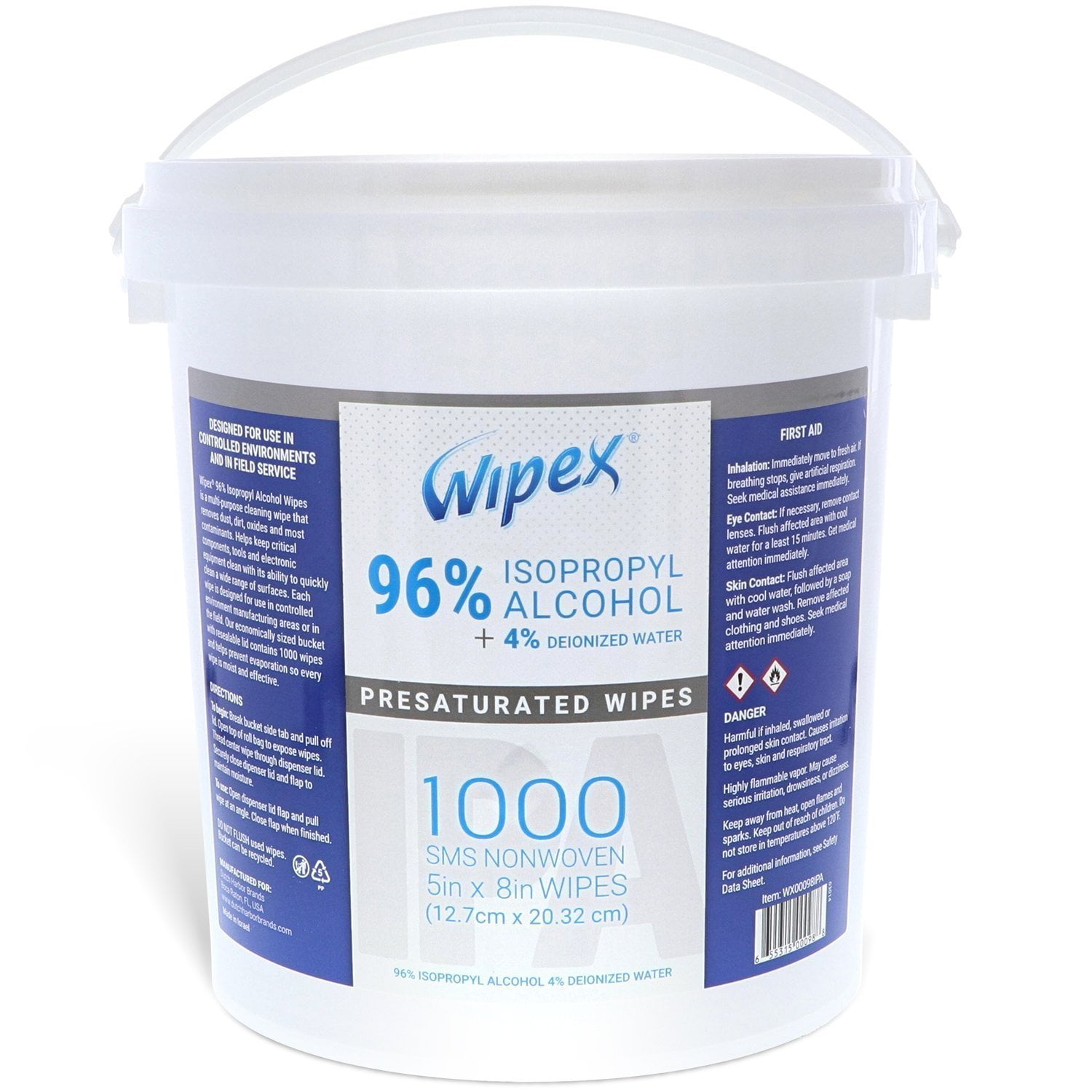 Wipex 96% Isopropyl Alcohol Wipes Bucket 1000ct All-Purpose