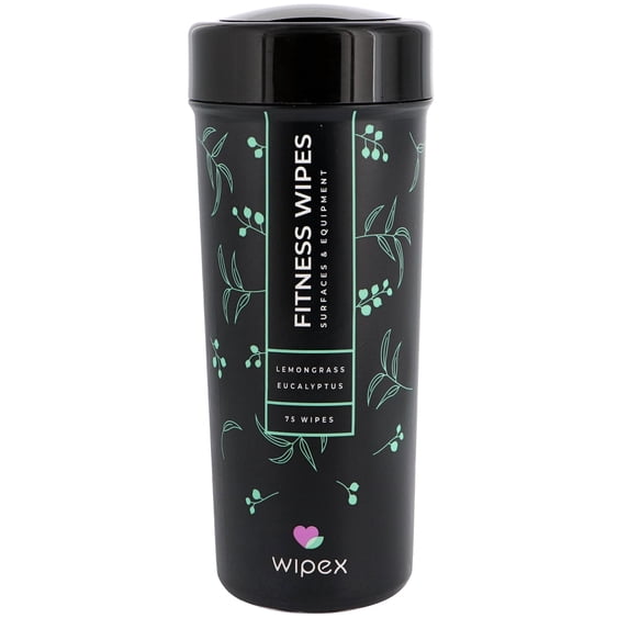 Wipex Gym Wipes – Home Workout & Yoga Mat Cleaner, Lemongrass & Eucalyptus Scent, 75 Count
