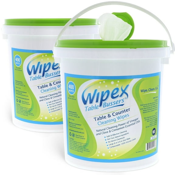 Wipex Natural Counter & Surface Cleaning Wipes, Cinnamon, Clove & Vinegar, 400Ct, 2Pk
