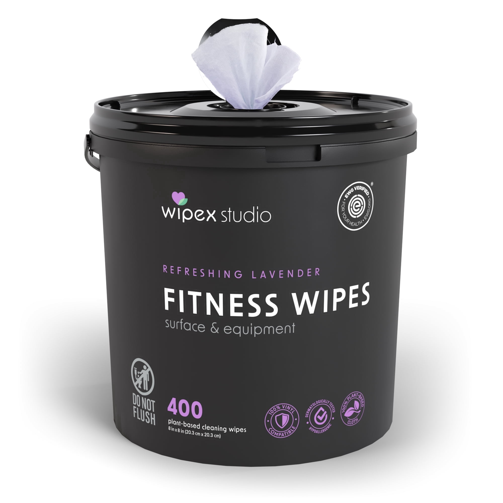 Wipex Gym Wipes, EWG Verified Plant-Based Fitness & Surface Cleaner, Lavender & Vinegar, 400ct Bucket, 1-Pack