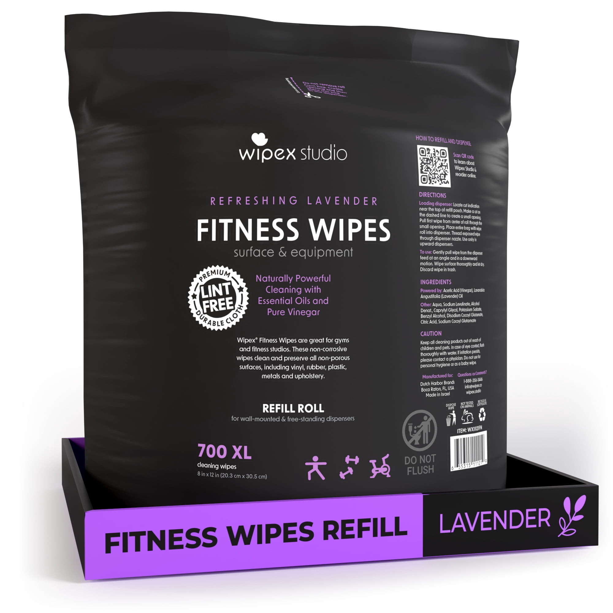 Wipex Natural Gym & Fitness Refill Wipes for Dispensers, 700 Large Lavender