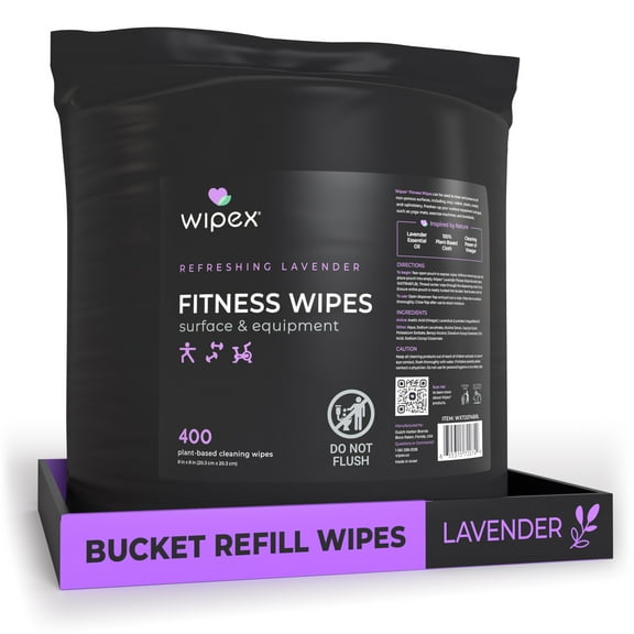 Wipex Natural Plant-Based Gym Wipes Bucket Refill Wipes - Lavender