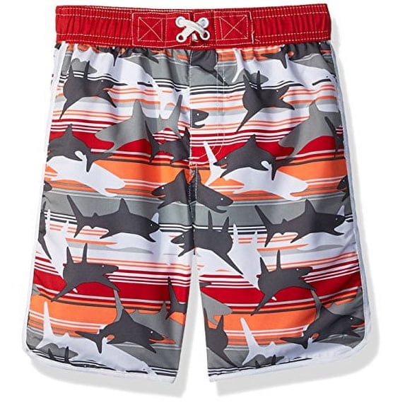 Wippette Boys' Toddler Swim Trunk, Shark Red, 4T