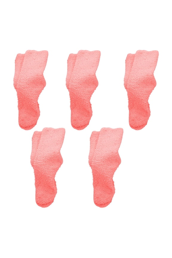 5 Pairs Slipper Socks for Women Fuzzy Fluffy Cozy Warm Plush Sleeping Socks Winter Home Relaxing Soft Watermelon Red