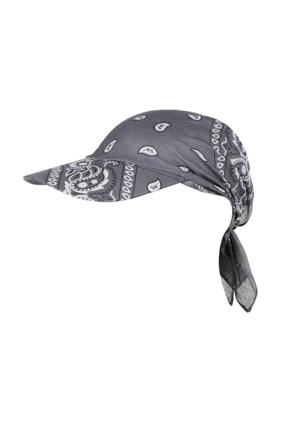 Adjustable Printed Bandana Head Scarf for Women Sun Protection Lightweight Biker Style Head Wrap Grey