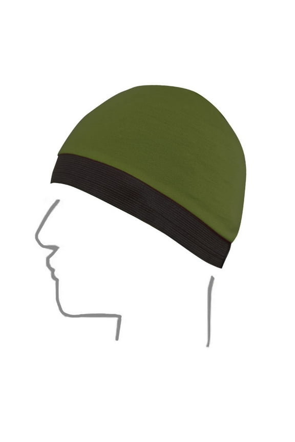 Breathable Wig Cap Liner Headband for Women Men Sweat Wicking Stretchy Dome Cap Under Hat Base Accessory Army Green