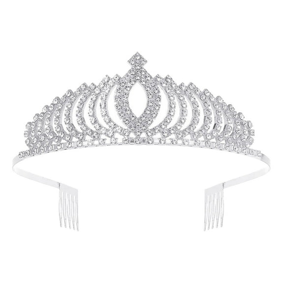 Wipya Classic Elegant Bridal Tiara with Hair Comb Women's Hair Accessories for Weddings Proms Parties and Formal Events Silver
