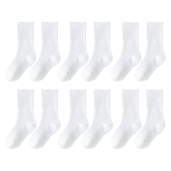 Wipya Cotton Crew Socks for Women 6 Packs Autumn Winter Everyday Comfort Casual Student Style L Size White