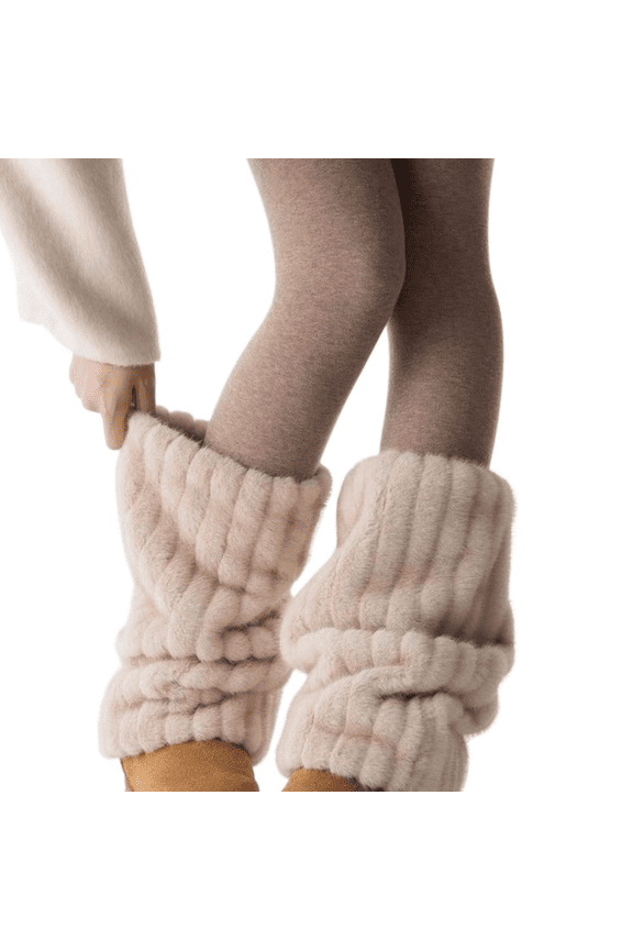 Cozy Faux Fur Leg Warmers For Women Thick Knit Sock Cuffs Trendy Fall Winter Fashion Accessories SizeBeige