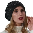 thumbnail image 1 of Wipya Double-Layer Cozy Knit Hat for Women Winter Thermal Beanie with Elegant Detail for Cold Weather Casual Outdoor Wear Black, 1 of 5