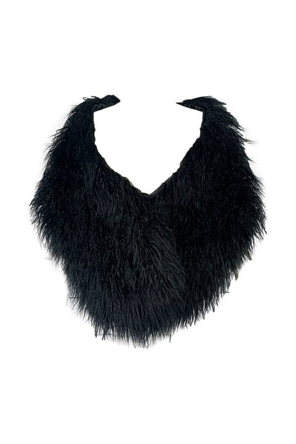 Elegant Faux Fur Wrap Shawl For Wedding Party Evening Gala Bridesmaid And Bride Formal Events Cover Up Black