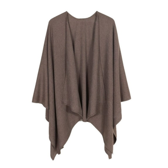 Wipya Elegant Women Shawl Wraps Open Front Cardigan Blanket Scarf Poncho Cape Loose Fit Cozy Knit Style Brown