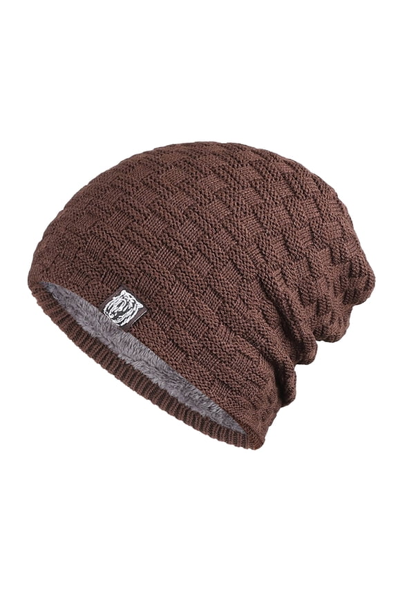 Foldable Knitted Beanie for Women Winter Warm Ear Protection Slouchy Soft Wool Blend Cap Coffee