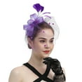 thumbnail image 1 of Wipya Women's Bow Top Hat for Special Occasions Fascinator with Delicate Netting Classic Elegance for Tea Parties and Weddings Purple, 1 of 3