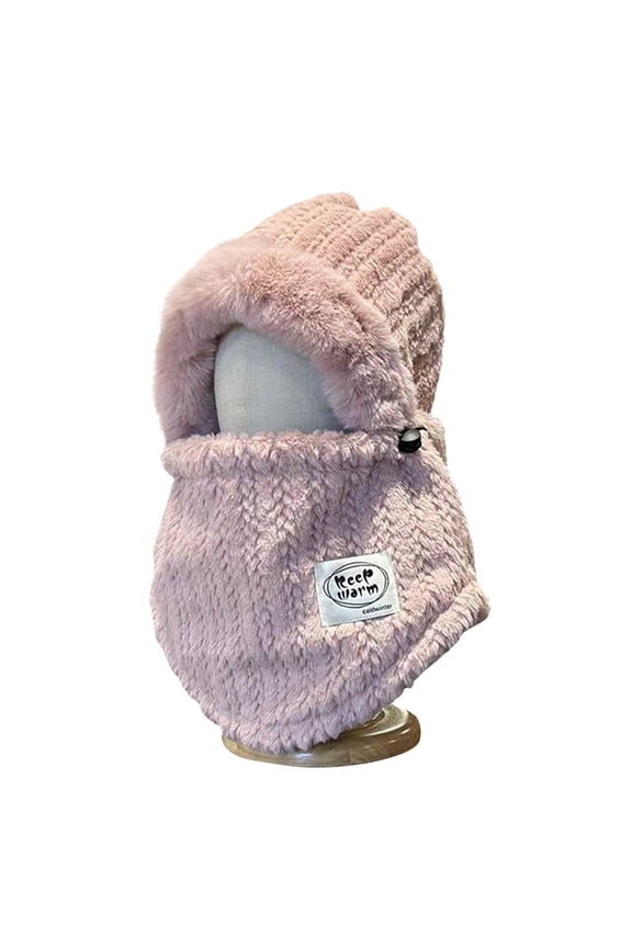 Integrated Mask Beanie Hat For Women And Men Full Face Protection Windproof Fleece Lined Winter Warm Hat For Outdoor Activities SizePink