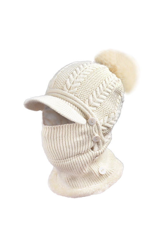 Knit Ear Warmer Hat with Neck Cover for Women Winter Beanie Scarf Combo Soft Breathable Outdoor Activities Beige