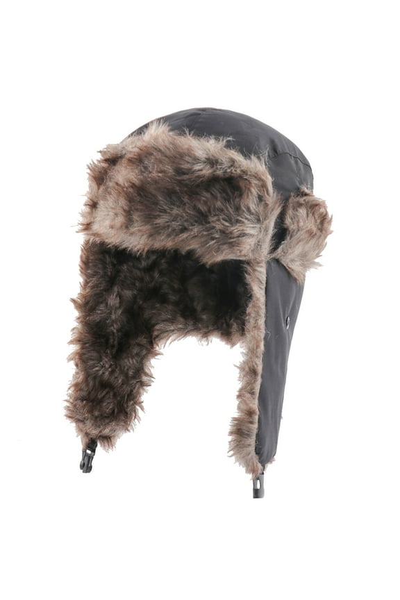 Men's Winter Ski Cap for Extreme Cold with Windproof Ear Flaps and Thermal Lining Black