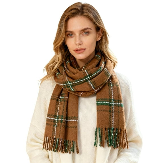 Wipya Plaid Winter Scarf For Women Soft Fashion Scarf Cozy Warm Comfortable Winter Essential Accessory For Layering And Style SizeYellow