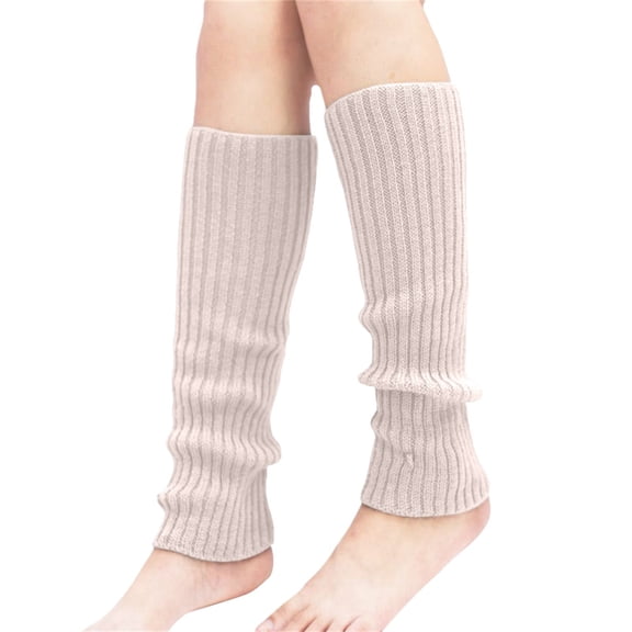 Wipya Ribbed Knit Leg warmers for Women Stretchy Yoga and Dance Socks for Ballet Pilates Workouts and Winter Warmth Beige