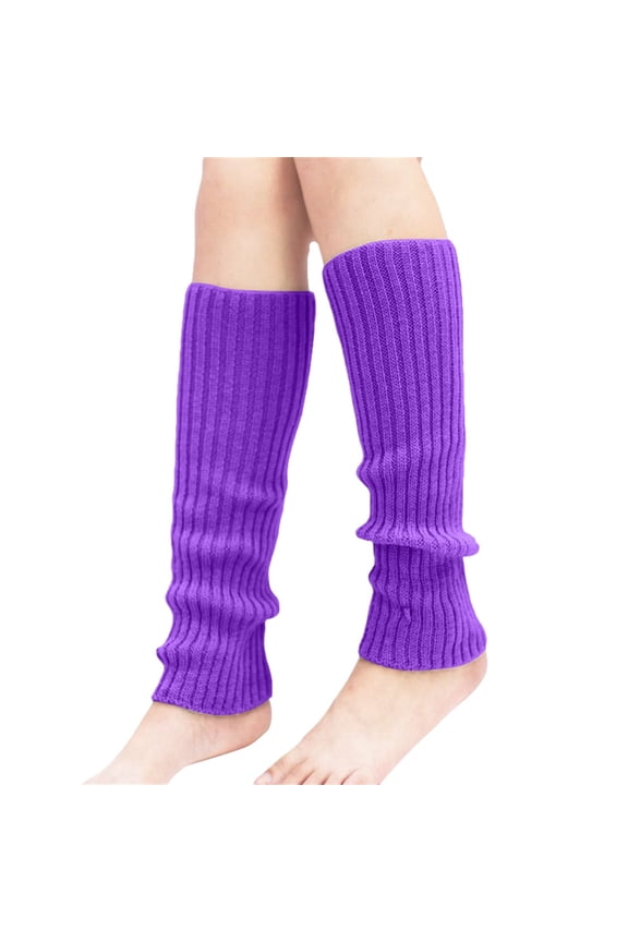 Ribbed Knit Leg warmers for Women Stretchy Yoga and Dance Socks for Ballet Pilates Workouts and Winter Warmth Purple