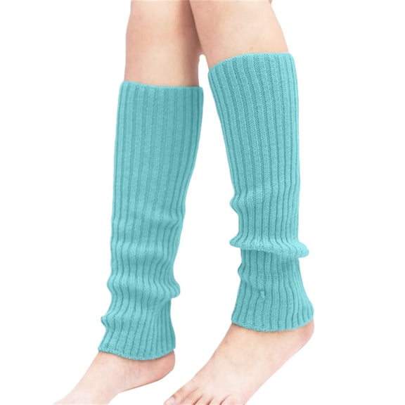 Wipya Ribbed Knit Leg warmers for Women Stretchy Yoga and Dance Socks for Ballet Pilates Workouts and Winter Warmth Sky Blue