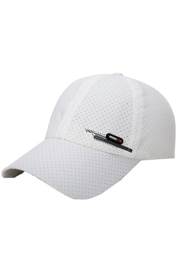 Sporty Baseball Cap for Men Ventilated Sun Hat for Outdoor Fishing and Daily Sun Protection Adjustable and Quick Dry Casual Hat White