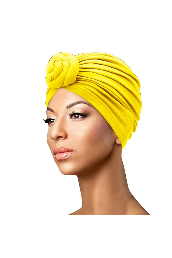 Stretchy Knit Slouchy Beanie For Women Snug Fit Comfort Stretch Flat Cap Low Profile Undercap For All Hair Styles Yellow