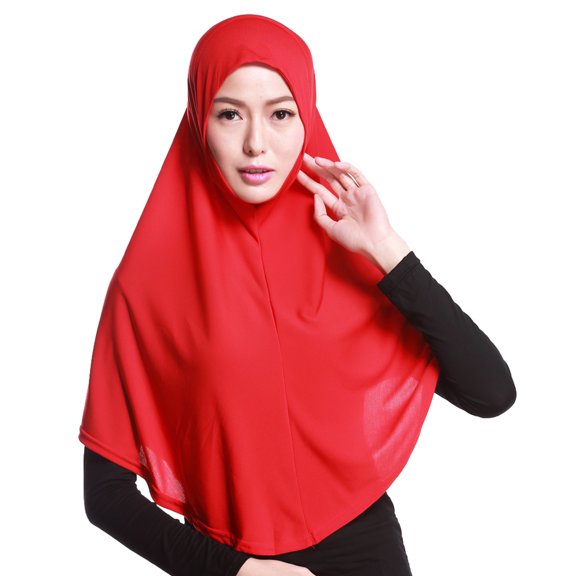 Wipya Stretchy Pull On Hijab for Muslim Women with Comfort Fit for Daily Modest Wear and Versatile Styling Red