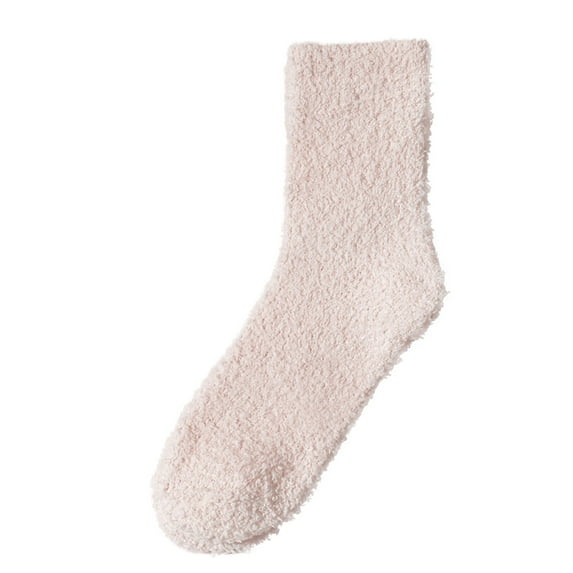 Wipya Super Soft Fuzzy Slipper Socks with Gripper Soles for Women Microplush Winter Warm House Sleep Socks Beige