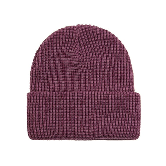 Wipya Textured Waffle Knit Beanie For Winter Thermal Warm Hat Thickened Ribbed Design Ear Covering Cold Weather Cap For Adult Men Women Hot Pink