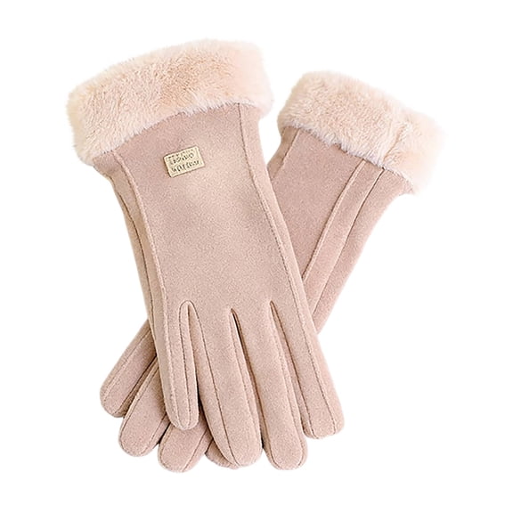 Wipya Thermal Fleece Lined Gloves Winter for Women Windproof Touchscreen with Elastic Cuff Daily Wear and Outdoor Activities Beige