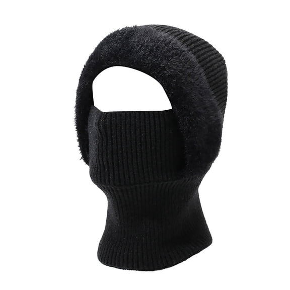 Wipya Thermal Lined Winter Hat And Scarf One Piece Thick Knitted Beanie Neck Gaiter For Men And Women Outdoor SizeBlack