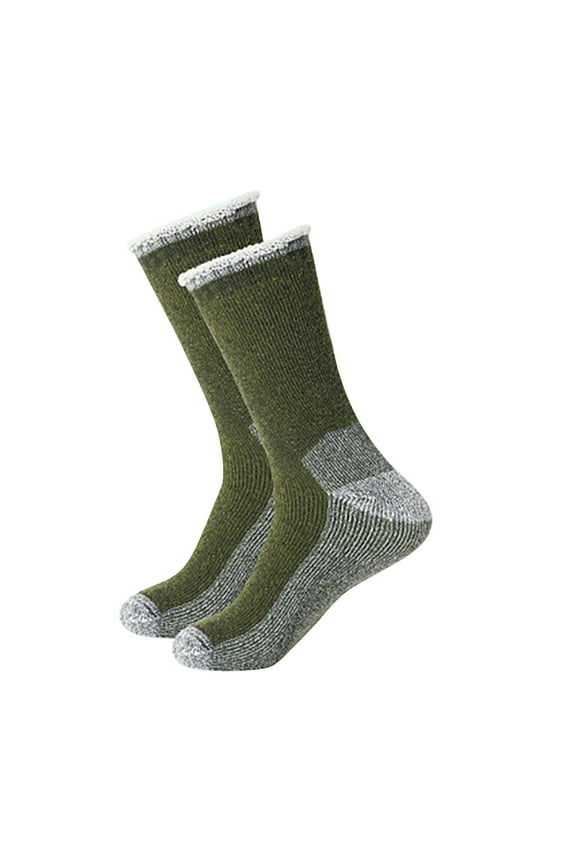 Thickened Wool Socks with Cushion for Men and Women Mountaineering Hiking Skiing Army Green