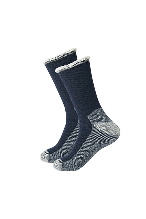Thickened Wool Socks with Cushion for Men and Women Mountaineering Hiking Skiing Navy
